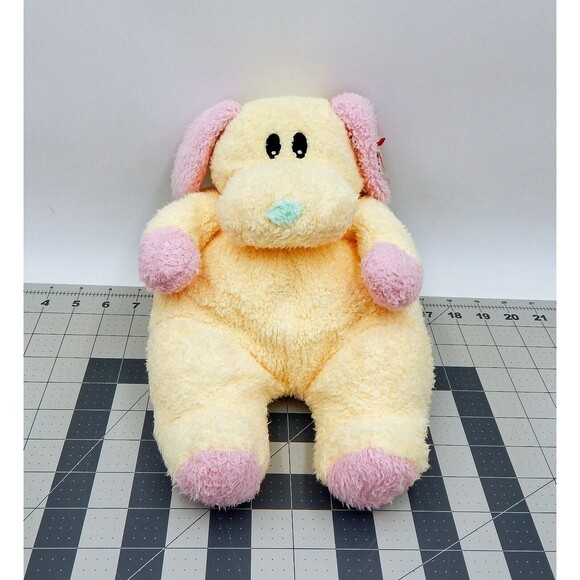 Ty Pillow Pals Yellow Pink Puppy Dog Plush DogBaby 8" Rattle Lovey 1999 Stuffed - Picture 1 of 12